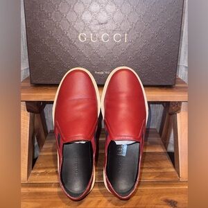 Gucci Women’s Miro Soft Red Leather Slip-on Sneakers/Loafers - Sz EU 36